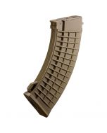 Front view of CYMA AK47 waffle hi-cap magazine in dark earth for airsoft